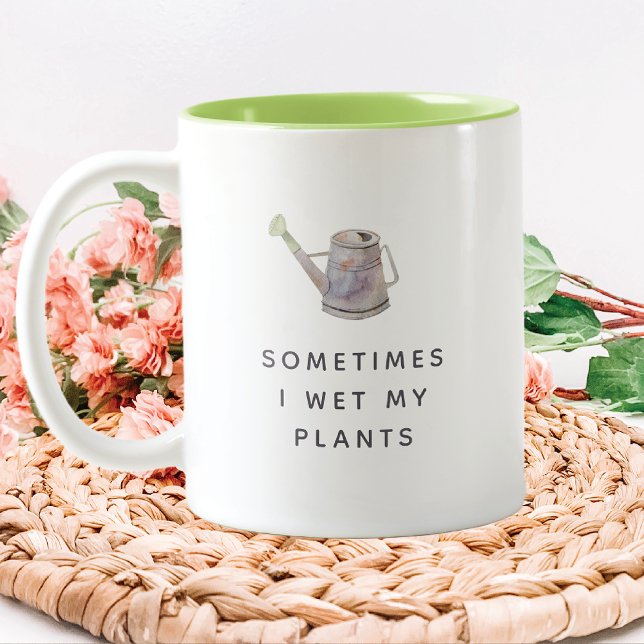 Funny I Wet My Plants Two-Tone Coffee Mug (Creator Uploaded)