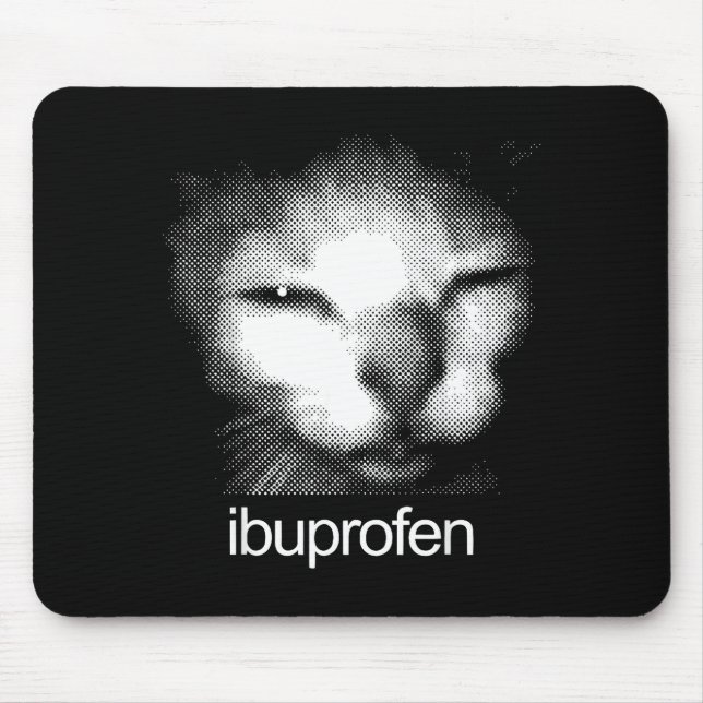 Funny Ibuprofen Cat Meme Retro Ugly Cat Face Mens  Mouse Pad (Front)