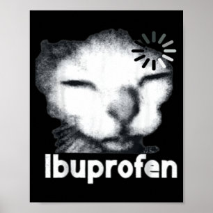 Funny Ibuprofen Cat Meme with Cringe Ugly Feline Poster