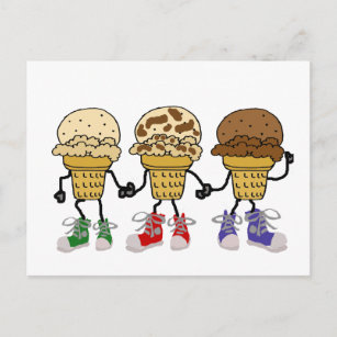Funny Ice Cream Cone Cartoon Characters Postcard