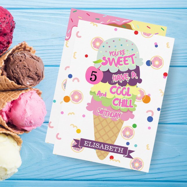 Funny Ice Cream Cone Kids Birthday Card (Funny Ice Cream Cone Kids Birthday Card)