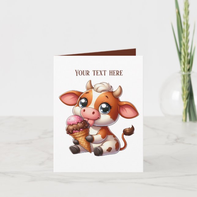 Funny ice cream cow lovers customisable  card (Front)