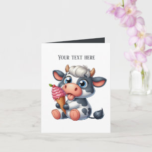 Funny ice cream cow lovers customisable  card
