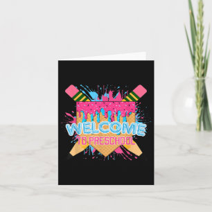 Funny Ice Cream Drip Welcome To Preschool Kid Back Card