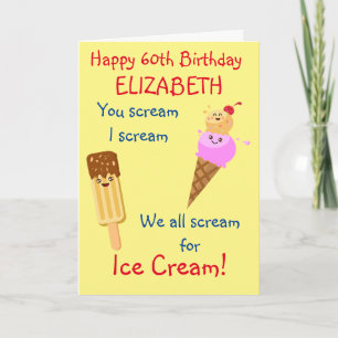 Funny Ice Cream Scream Humour Cute Retro Birthday Card