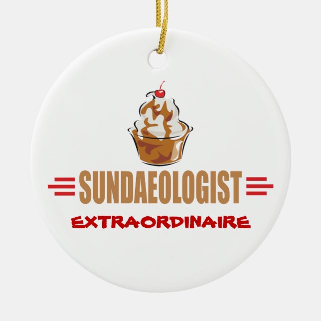 Funny Ice Cream Sundae Ceramic Tree Decoration (Front)