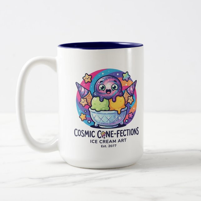 funny ice cream Two-Tone coffee mug (Left)