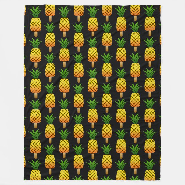 Funny Ice Drop Pineapple Refreshing Summer Fruit Fleece Blanket (Front)