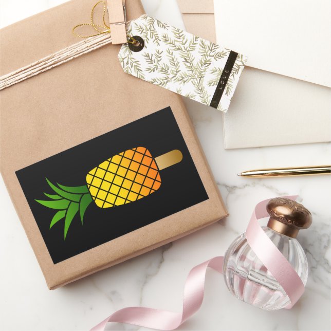 Funny Ice Drop Pineapple Refreshing Summer Fruit Rectangular Sticker (Gifting)