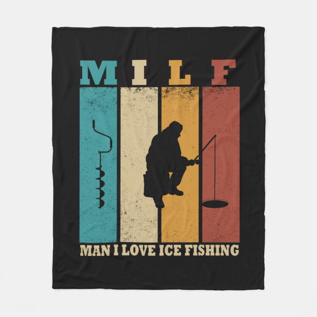 funny ice fishing fleece blanket (Front)