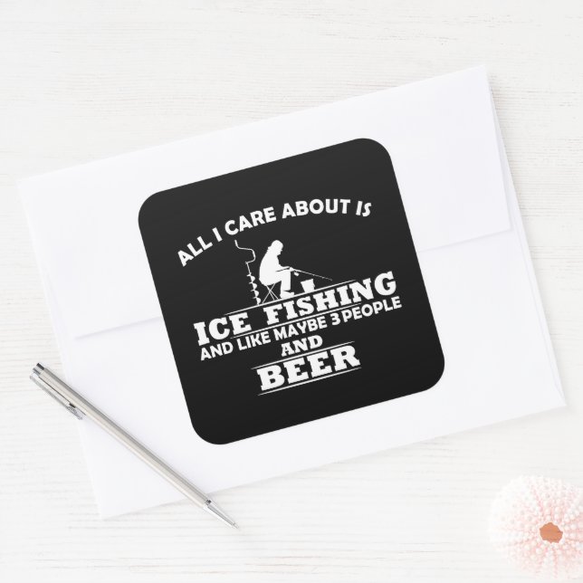 Funny Ice Fishing sayings  Square Sticker (Envelope)