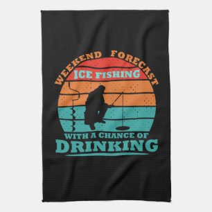 Funny Ice Fishing Tea Towel