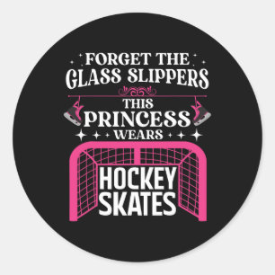 Funny Ice Hockey Art For Women Girls Ice Hockey Pl Classic Round Sticker