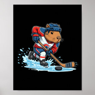 Funny Ice Hockey Capybyra Poster