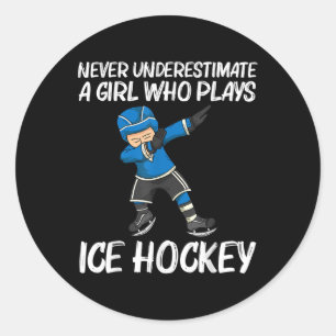 Funny Ice Hockey For Girls Kids Field Rink Ndy Tea Classic Round Sticker
