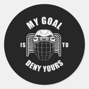 Funny Ice Hockey Goalie Design Kids Men Women Hock Classic Round Sticker