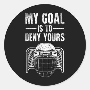Funny Ice Hockey Goalie Design Kids Men Women Hock Classic Round Sticker