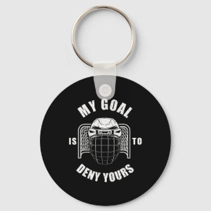 Funny Ice Hockey Goalie Design Kids Men Women Hock Key Ring