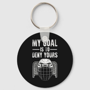 Funny Ice Hockey Goalie Design Kids Men Women Hock Key Ring