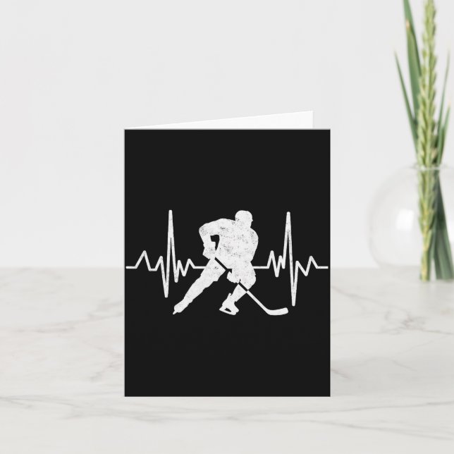 Funny Ice Hockey Player Goalie Heartbeat Hockey Fa Card (Front)