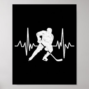 Funny Ice Hockey Player Goalie Heartbeat Hockey Fa Poster