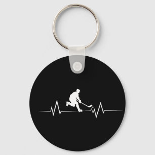 Funny Ice Hockey Player Heartbeat Hockey Gift Key Ring