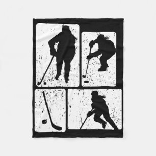Funny Ice Hockey Puck Stick Winter Game Ice Hockey Fleece Blanket