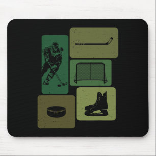 Funny Ice Hockey Puck Stick Winter Game Ice Hockey Mouse Pad