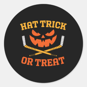 Funny Ice Hockey Pumpkin Halloween Mens Boys Teens Classic Round Sticker