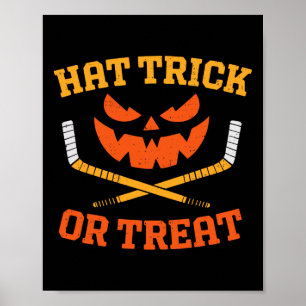 Funny Ice Hockey Pumpkin Halloween Mens Boys Teens Poster