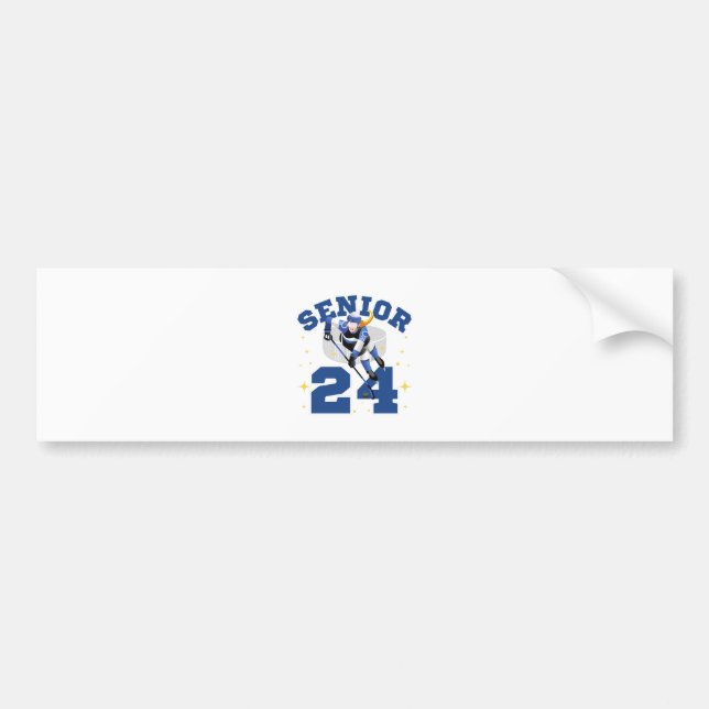 Funny Ice Hockey Senior 2024 Bumper Sticker (Front)