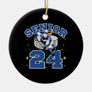Funny Ice Hockey Senior 2024 Ceramic Ornament