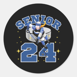 Funny Ice Hockey Senior 2024 Classic Round Sticker