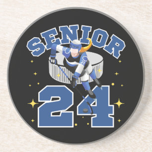 Funny Ice Hockey Senior 2024 Coaster