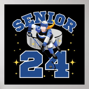 Funny Ice Hockey Senior 2024 Poster