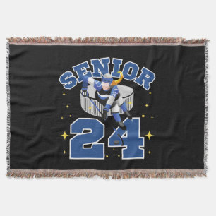 Funny Ice Hockey Senior 2024 Throw Blanket