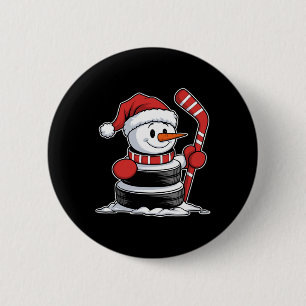 Funny Ice Hockey Snowman Santa Hat Christmas Gifts 6 Cm Round Badge