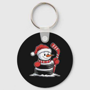 Funny Ice Hockey Snowman Santa Hat Christmas Gifts Key Ring