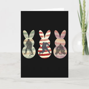Funny Ice Hockey Sports Easter Bunny Rabbits Easte Card
