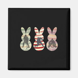 Funny Ice Hockey Sports Easter Bunny Rabbits Easte Magnet