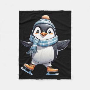 Funny Ice Skating Penguin Figure Skater Skate Danc Fleece Blanket