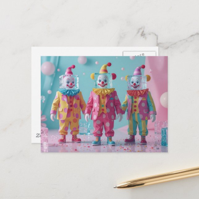 Funny icecube clowns  postcard (Front/Back In Situ)
