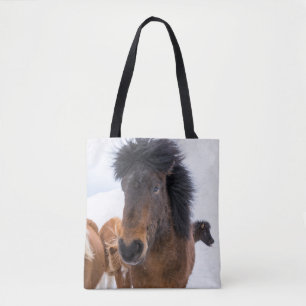 Funny Icelandic Horse Portrait Tote Bag