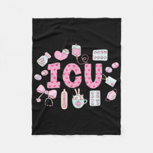 Funny Icu Nurse Intensive Care Unit Nurse Emergenc Fleece Blanket