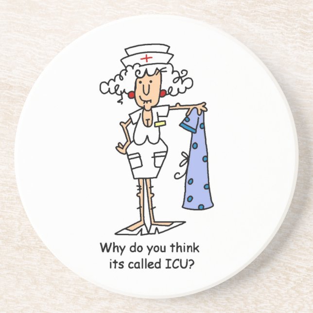 Funny ICU Nurse T-shirts and Gifts Coaster (Front)