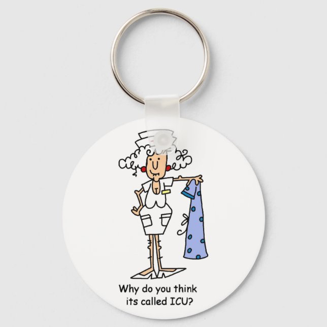 Funny ICU Nurse T-shirts and Gifts Key Ring (Front)