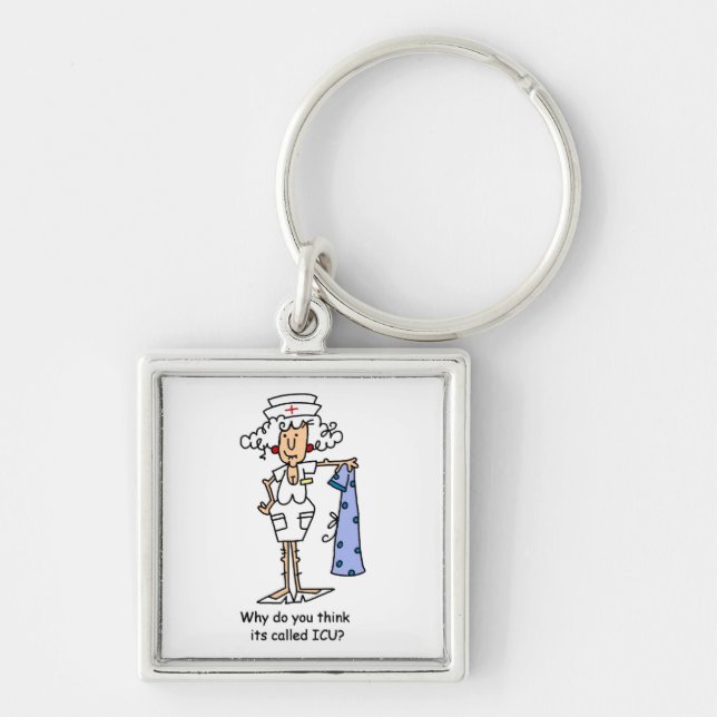 Funny ICU Nurse T-shirts and Gifts Key Ring (Front)