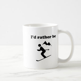 Funny i'd be skiing skier and mountain background coffee mug