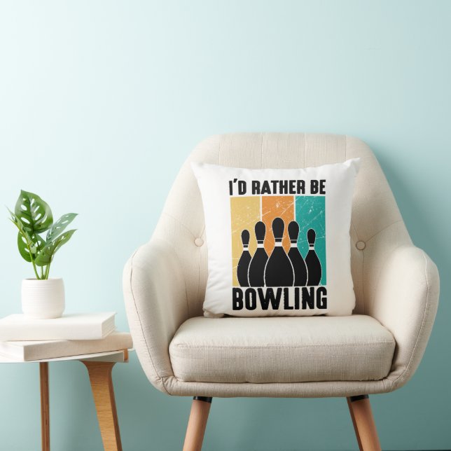 Funny "I'd Rather Be Bowling" Quote Cushion (Chair)