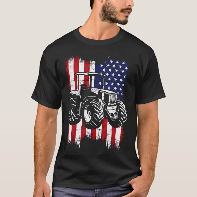 Funny Id Rather Be Farming Rustic Tractor And Coun T-Shirt (Front)
